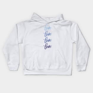 Love in Modern Calligraphy in Blue Kids Hoodie